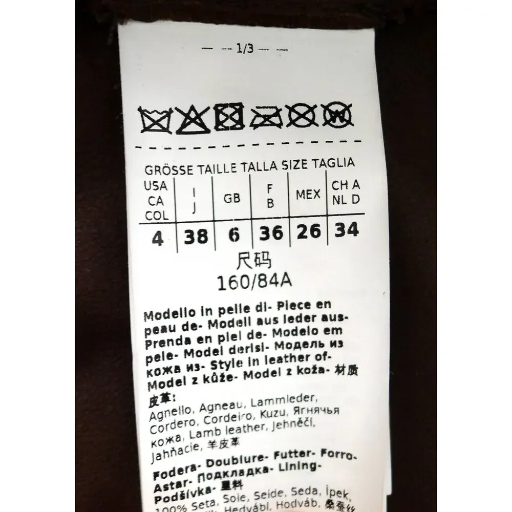 'S MAX MARA Esotico Brown Lamb Leather Suede Shirt Jacket Shacket Saks 4 38 $750 - Picture 10 of 13